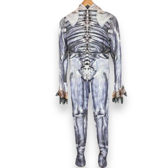Skeleton Monster Halloween Costume‎ Child Boy Mask Full Bodysuit Size Medium Zip - Picture 3 of 13